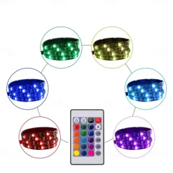 USB LED Strip Light with Remote Control RGB Flexible Strip Light Multicolor for Desk Decor Screen TV Background Lighting