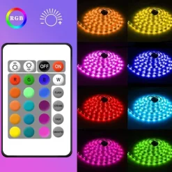 USB LED Strip Light with Remote Control RGB Flexible Strip Light Multicolor for Desk Decor Screen TV Background Lighting