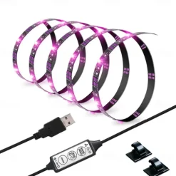 USB Led Strip Lights RGB Color Light Bar 14-95 inch TV Backlight Tit Including 24 Key IR 17 Key RF Controller PC Display Bedroom Game room Home Theater Atmosphere Light DC5V