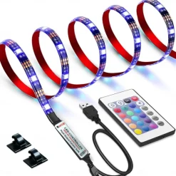 USB Led Strip Lights RGB Color Light Bar 14-95 inch TV Backlight Tit Including 24 Key IR 17 Key RF Controller PC Display Bedroom Game room Home Theater Atmosphere Light DC5V