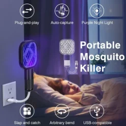 USB Mini Mosquito Swatter – Rechargeable Fly Swatter for Indoor and Outdoor Use, Effective Insect Killer Bat