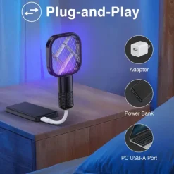 USB Mini Mosquito Swatter – Rechargeable Fly Swatter for Indoor and Outdoor Use, Effective Insect Killer Bat