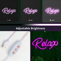 USB Powered LED Neon Lights Relax Sign Lights – Stylish & Vibrant Neon Decor for Bedroom, Club and Outdoor Spaces