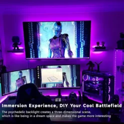 USB Powered LED TV Backlight, 1-4 Meter RGB Waterproof Light Strip, Fits 32-60 Inch (81.3-152.4 cm) TVs, Color Changing LED Strip for TV Display Backlighting