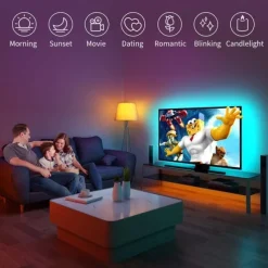 USB Powered LED TV Backlight, 1-4 Meter RGB Waterproof Light Strip, Fits 32-60 Inch (81.3-152.4 cm) TVs, Color Changing LED Strip for TV Display Backlighting