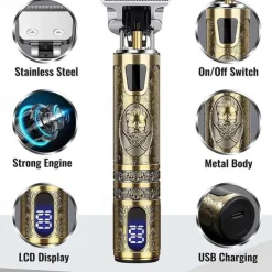 USB Rechargeable Hair Clippers and Beard Trimmer for Men - Precise T-Blade Trimmer with LCD Screen - Grooming Kit for Men