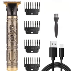 USB Rechargeable Hair Clippers and Beard Trimmer for Men - Precise T-Blade Trimmer with LCD Screen - Grooming Kit for Men