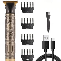 USB Rechargeable Hair Clippers and Beard Trimmer for Men - Precise T-Blade Trimmer with LCD Screen - Grooming Kit for Men