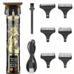 USB Rechargeable Hair Clippers and Beard Trimmer for Men - Precise T-Blade Trimmer with LCD Screen - Grooming Kit for Men