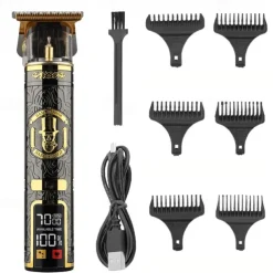 USB Rechargeable Hair Clippers and Beard Trimmer for Men - Precise T-Blade Trimmer with LCD Screen - Grooming Kit for Men