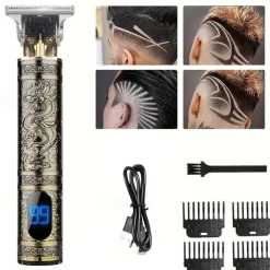 USB Rechargeable Hair Clippers and Beard Trimmer for Men - Precise T-Blade Trimmer with LCD Screen - Grooming Kit for Men
