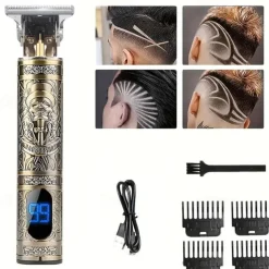 USB Rechargeable Hair Clippers and Beard Trimmer for Men - Precise T-Blade Trimmer with LCD Screen - Grooming Kit for Men