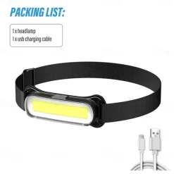 USB Rechargeable LED Headlamp 3 Modes Fishing Camping Lantern Waterproof Mini Headlight Portable Floodlight COB Head Torch