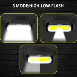 USB Rechargeable LED Headlamp 3 Modes Fishing Camping Lantern Waterproof Mini Headlight Portable Floodlight COB Head Torch