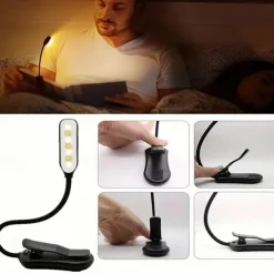USB Rechargeable Mini Book Light - 7 LED Clip-On Reading Lamp, Eye-Caring Night Light for Study & Bedside Reading