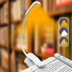 USB Rechargeable Mini Book Light - 7 LED Clip-On Reading Lamp, Eye-Caring Night Light for Study & Bedside Reading