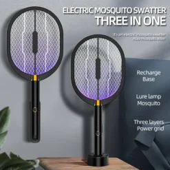 USB Rechargeable Mosquito Swatter – Two-in-One Electric Shock Fly Swatter for Dormitory and Household Use