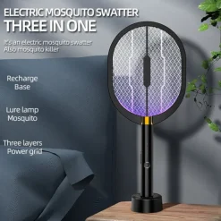 USB Rechargeable Mosquito Swatter – Two-in-One Electric Shock Fly Swatter for Dormitory and Household Use