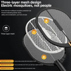 USB Rechargeable Mosquito Swatter – Two-in-One Electric Shock Fly Swatter for Dormitory and Household Use