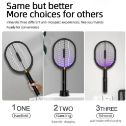 USB Rechargeable Mosquito Swatter – Two-in-One Electric Shock Fly Swatter for Dormitory and Household Use