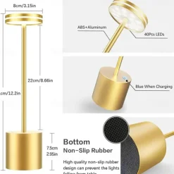 USB Rechargeable Retro Aluminum Desk Lamp - Touch Control Table Night Light 1pc