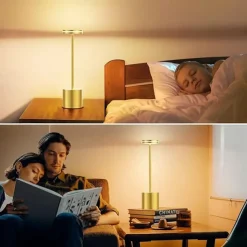 USB Rechargeable Retro Aluminum Desk Lamp - Touch Control Table Night Light 1pc
