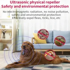 USB Rechargeable Ultrasonic Pest Collar – Flea, Tick, and Lice Repeller for Cats and Dogs with Mountaineering Buckle