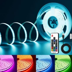 USB RGB COB LED Strip Light 1-5M 5V Intelligent Discoloration Strip Light APP Controls Music Synchronization Light Strip or Equipped with RF Wireless Controller Suitable for Indoor Decoration TV Comp