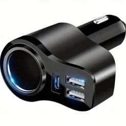 Usb Splitter For Car, 4 In 1 USB C Car Charger, 36W Multi USB Cigarette Lighter Adapter Socket Splitter With 3 USB Ports,12V/24V Dual USB Type C PD Fast Car Charger Adapter