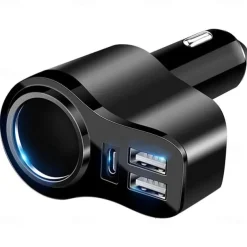 Usb Splitter For Car, 4 In 1 USB C Car Charger, 36W Multi USB Cigarette Lighter Adapter Socket Splitter With 3 USB Ports,12V/24V Dual USB Type C PD Fast Car Charger Adapter