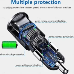 Usb Splitter For Car, 4 In 1 USB C Car Charger, 36W Multi USB Cigarette Lighter Adapter Socket Splitter With 3 USB Ports,12V/24V Dual USB Type C PD Fast Car Charger Adapter