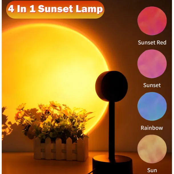 USB Sunset Lamp Sunset Projector Mood Light Living Room Bedroom Night Light Room Decor Bar Atmosphere Photography Background