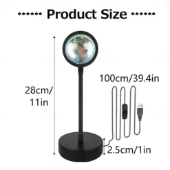 USB Sunset Lamp Sunset Projector Mood Light Living Room Bedroom Night Light Room Decor Bar Atmosphere Photography Background