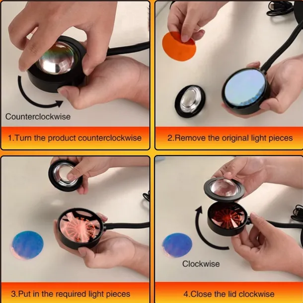 USB Sunset Lamp Sunset Projector Mood Light Living Room Bedroom Night Light Room Decor Bar Atmosphere Photography Background