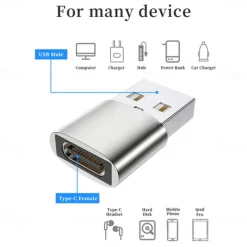USB-C Female to USB Male Adapter Type-C to USB Charger Connector for iPhone 12 13 Pro Max SE Airpods iPad Air Samsung Galaxy S22 S21 Note 20 A71 A72