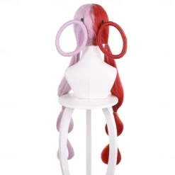 Uta Cosplay Wig Half Red and Purple Headgear Shanks Daughter Wigs One Piece Woman Girl Anime Props