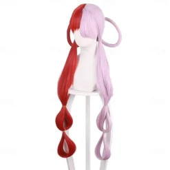 Uta Cosplay Wig Half Red and Purple Headgear Shanks Daughter Wigs One Piece Woman Girl Anime Props
