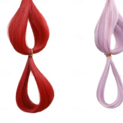 Uta Cosplay Wig Half Red and Purple Headgear Shanks Daughter Wigs One Piece Woman Girl Anime Props