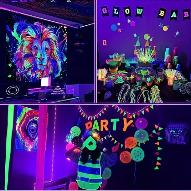 UV Black Light LED Strip Lights 16.4FT 5M Flexible 395-405nm 2835SMD 8mm Flexible DC12V for Indoor Dance Party Stage Lighting Body Paint