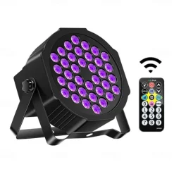 UV Blacklight LED Strobe Stage Par Light Party Lights Indoor 36W 36 LEDs with Remote Controller for Disco Party Club KTV Wedding