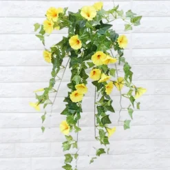 UV Simulation Artificial Morning Glory,Simulation Artificial Flower Bouquet - Fade Resistant Outdoor Flowers,Fake Petunias,Realistic Hanging Plants Flowers Vines Garden Yard Decoration