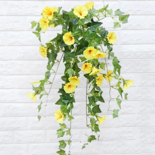 UV Simulation Artificial Morning Glory,Simulation Artificial Flower Bouquet - Fade Resistant Outdoor Flowers,Fake Petunias,Realistic Hanging Plants Flowers Vines Garden Yard Decoration