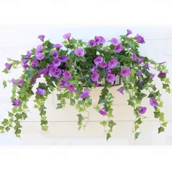UV Simulation Artificial Morning Glory,Simulation Artificial Flower Bouquet - Fade Resistant Outdoor Flowers,Fake Petunias,Realistic Hanging Plants Flowers Vines Garden Yard Decoration