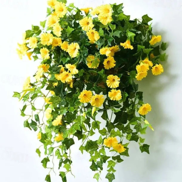 UV Simulation Artificial Morning Glory,Simulation Artificial Flower Bouquet - Fade Resistant Outdoor Flowers,Fake Petunias,Realistic Hanging Plants Flowers Vines Garden Yard Decoration