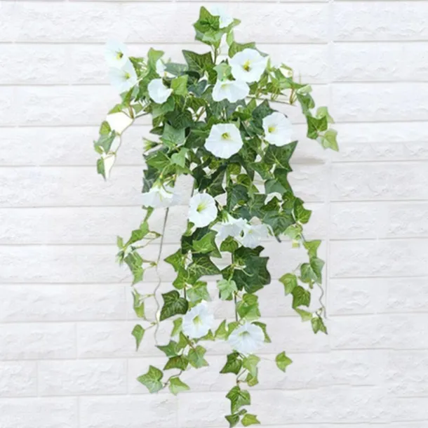 UV Simulation Artificial Morning Glory,Simulation Artificial Flower Bouquet - Fade Resistant Outdoor Flowers,Fake Petunias,Realistic Hanging Plants Flowers Vines Garden Yard Decoration