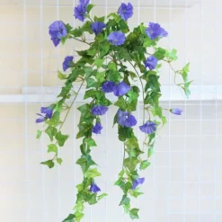 UV Simulation Artificial Morning Glory,Simulation Artificial Flower Bouquet - Fade Resistant Outdoor Flowers,Fake Petunias,Realistic Hanging Plants Flowers Vines Garden Yard Decoration