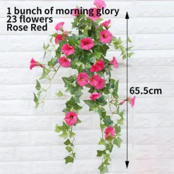 UV Simulation Artificial Morning Glory,Simulation Artificial Flower Bouquet - Fade Resistant Outdoor Flowers,Fake Petunias,Realistic Hanging Plants Flowers Vines Garden Yard Decoration