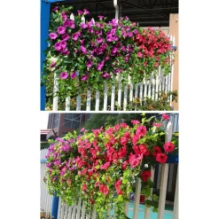 UV Simulation Artificial Morning Glory,Simulation Artificial Flower Bouquet - Fade Resistant Outdoor Flowers,Fake Petunias,Realistic Hanging Plants Flowers Vines Garden Yard Decoration