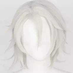 Uzui Tengen Wig Demon Slayer Silver White Wig Anime Cosplay Wigs Short Wavy Synthetic Hair Wig With Bangs for Anime Game Party Halloween Wigs