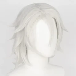 Uzui Tengen Wig Demon Slayer Silver White Wig Anime Cosplay Wigs Short Wavy Synthetic Hair Wig With Bangs for Anime Game Party Halloween Wigs
